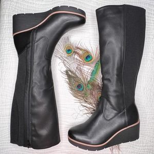 SOUL Naturalizer Approve Tall Wedge Platform Leather Boots Womens 9.5M